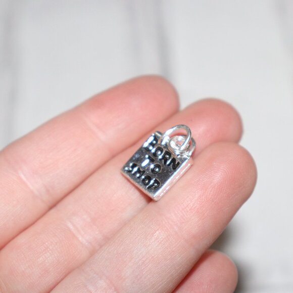 “Born to Shop” Silver-Tone Charm | .75" | Fun & Collectible | Fashion Lover Gift - Picture 2 of 5